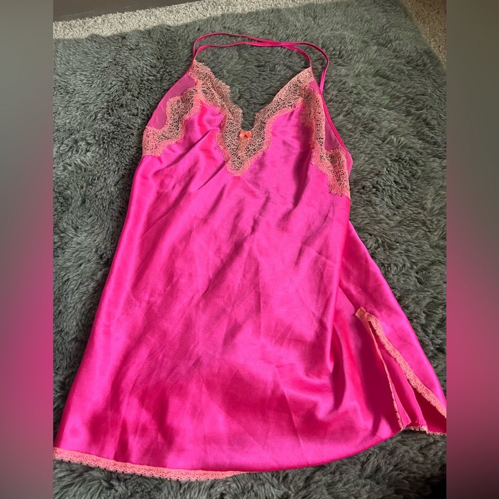 Victorias Secret Pink Lace Lingerie Dress Small